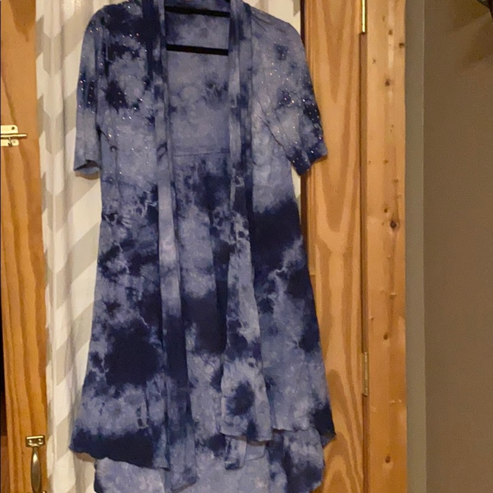 Blue tie dye rhinestone cover up